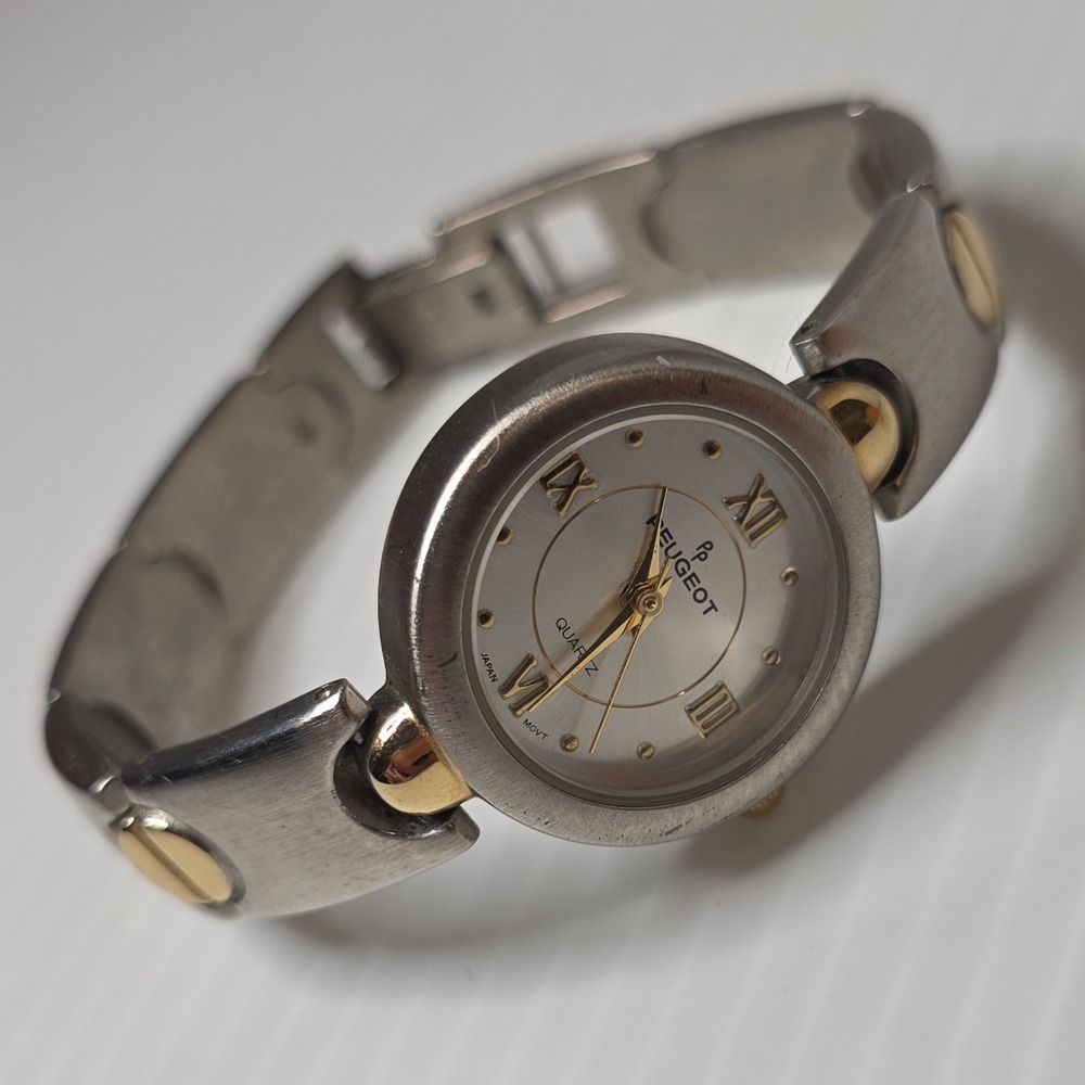 Peugeot Two-Tone Quartz Watch OS Silver Gold Fair Vintage